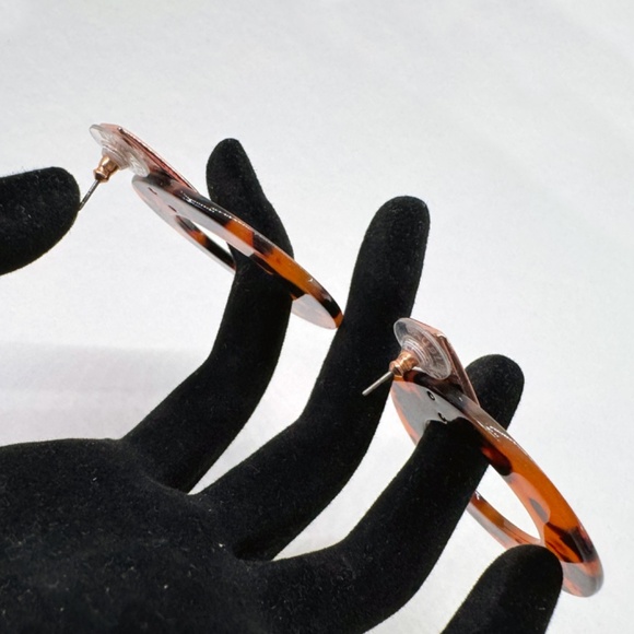 Large Vintage French Tortoise Shell Earrings - Picture 3 of 6